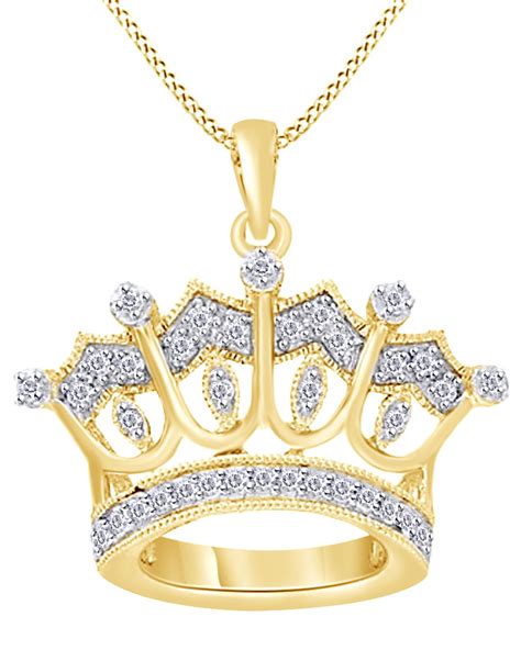 diamond crown pendant necklace